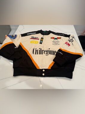 Civilregime Star Wars Black & Cream Bomber Jacket with Racing Patches